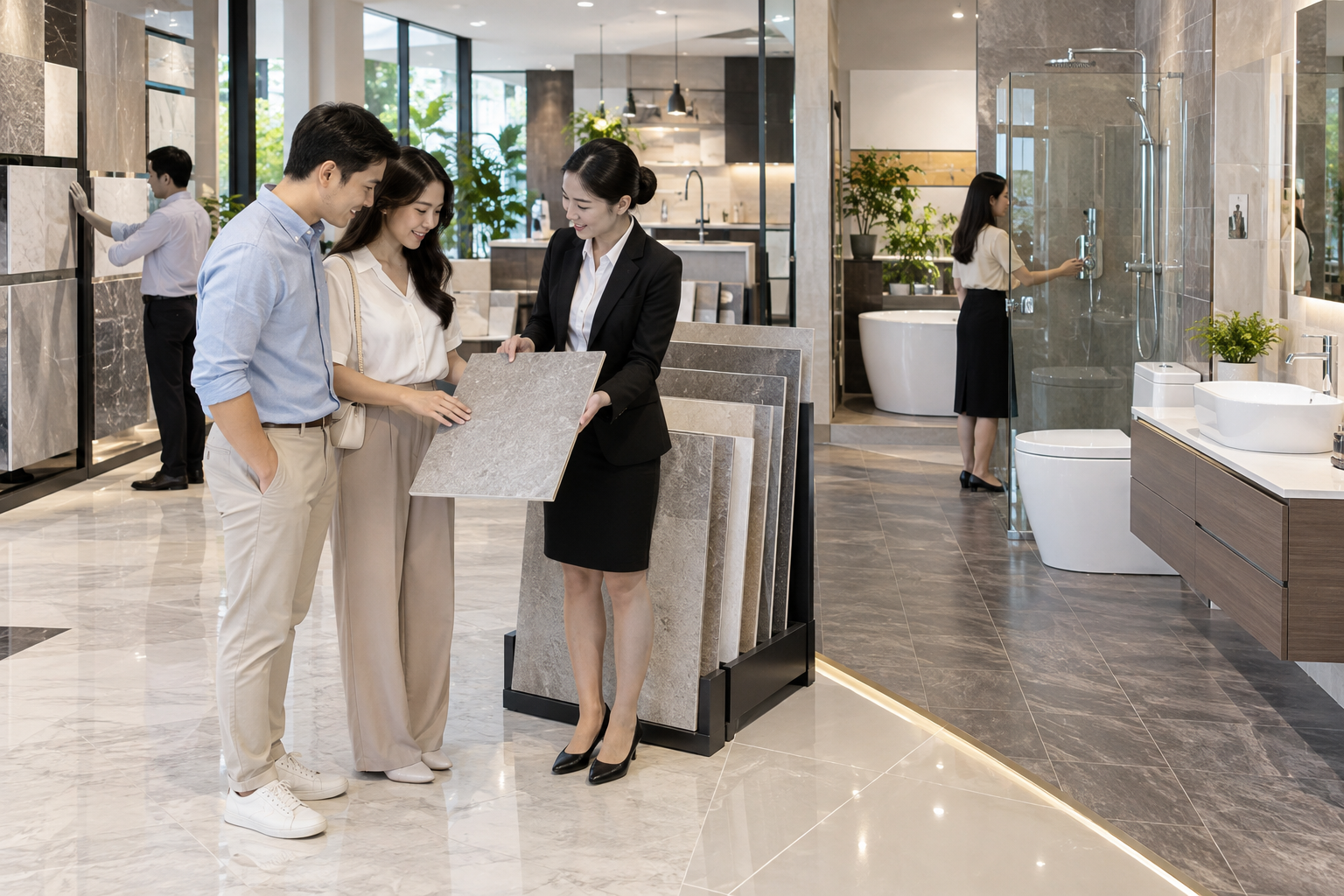 Gạch nhà tắm chống trơn: Cách chọn an toàn, dễ vệ sinh
